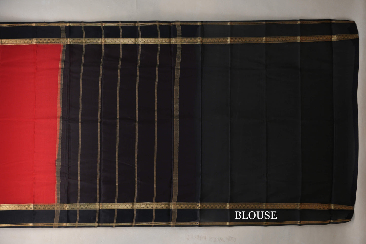 Bright Red with Black Borders Mysore Silk Saree by Shreenivas Silks PSSR019457