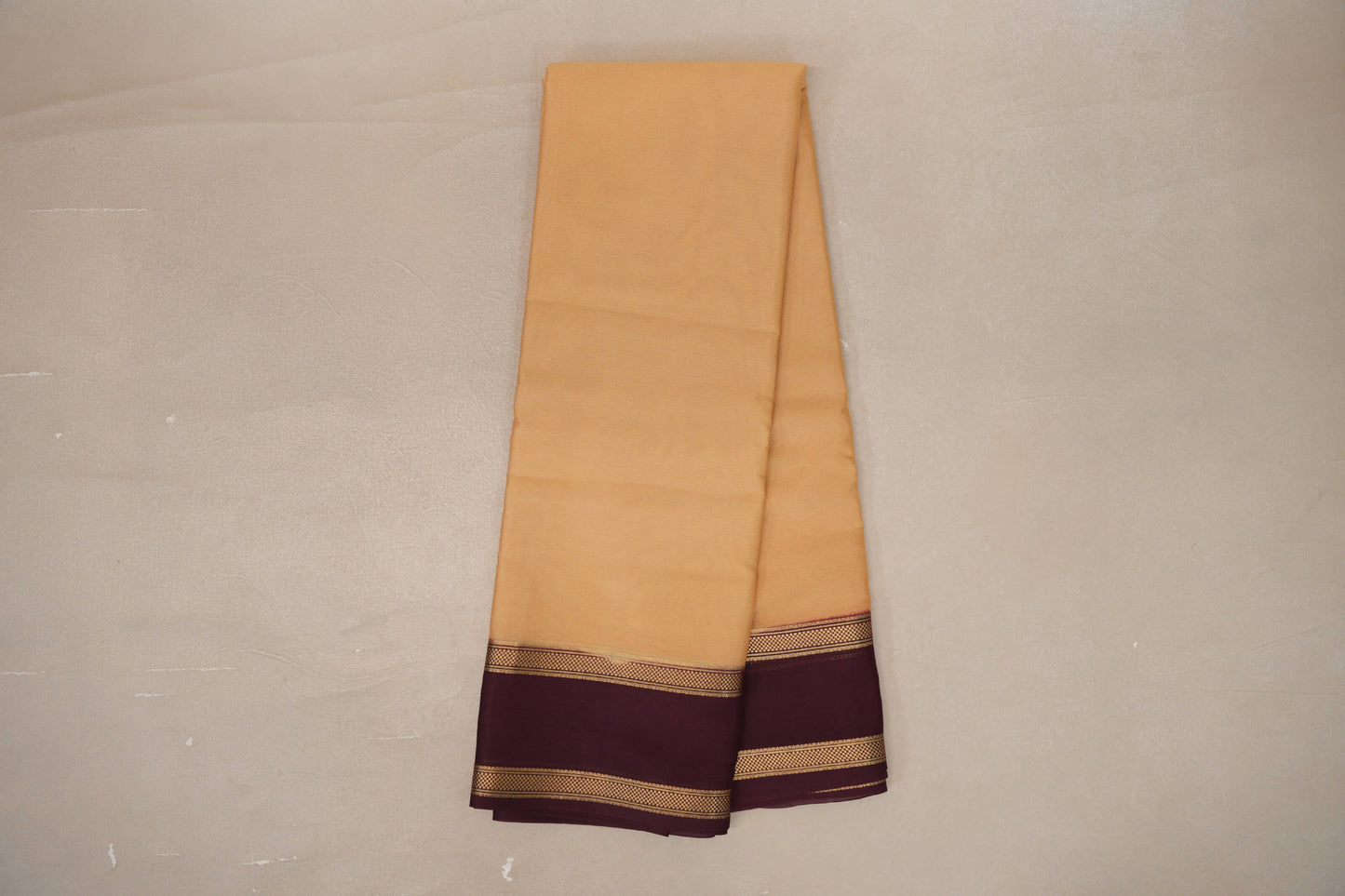 Golden Beige with Deep Maroon Borders Mysore Silk Saree by Shreenivas Silks PSSR019460