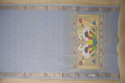 Lavender Paithani Cotton Saree paloo