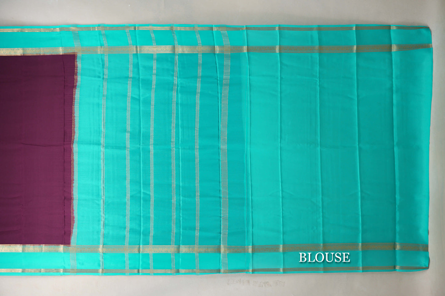 Dark Purple with Aqua Blue Borders Mysore Silk Saree by Shreenivas Silks PSSR019461