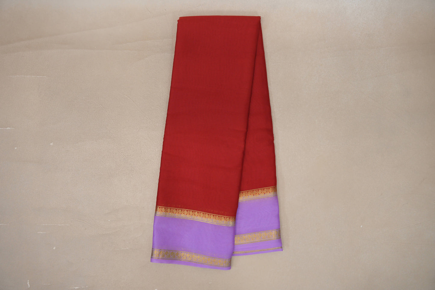 Red with Lavender Borders Mysore Silk Saree by Shreenivas Silks PSSR019462