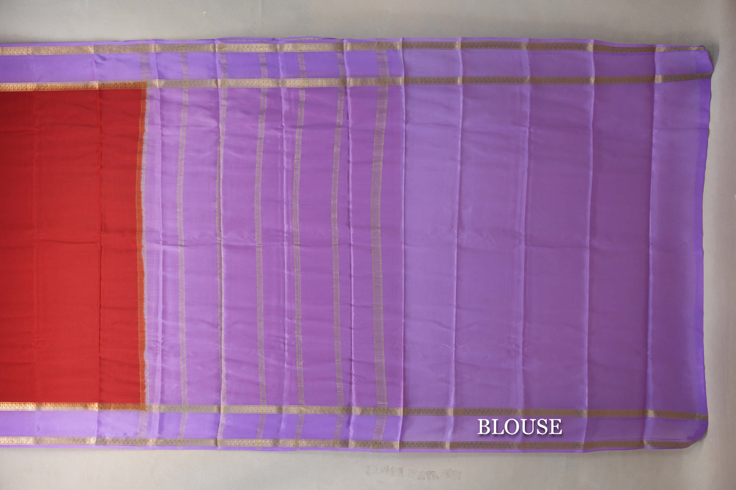 Red with Lavender Borders Mysore Silk Saree by Shreenivas Silks PSSR019462