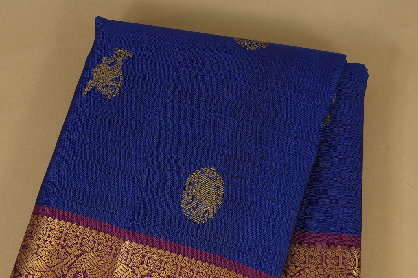 Blue Vintage Kanjivaram Silk Saree  body zoom