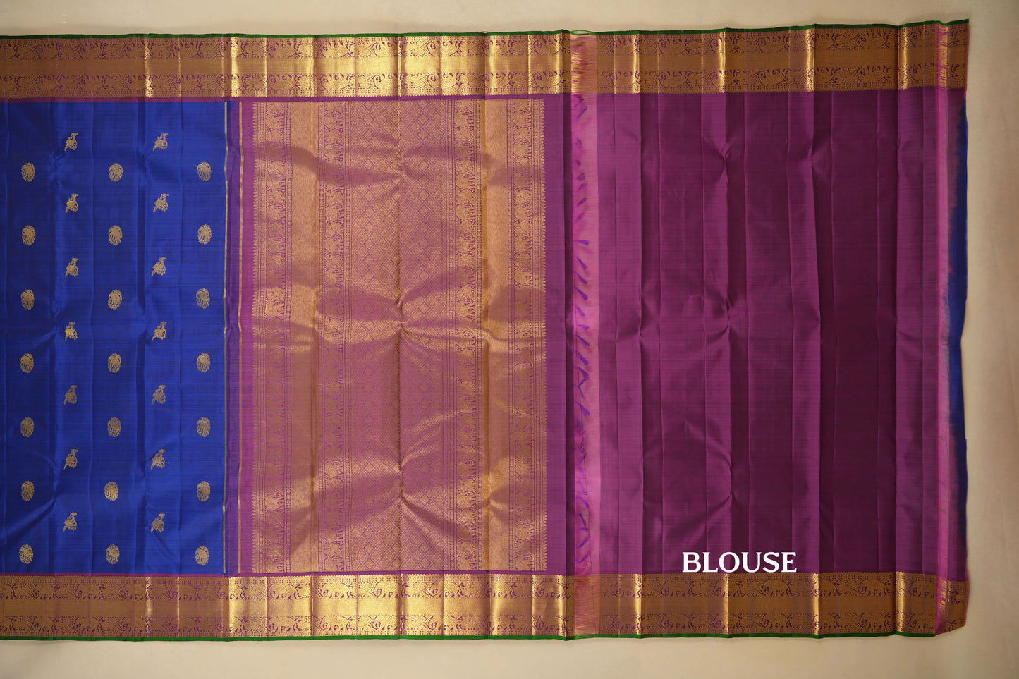 Blue Vintage Kanjivaram Silk Saree Blouse