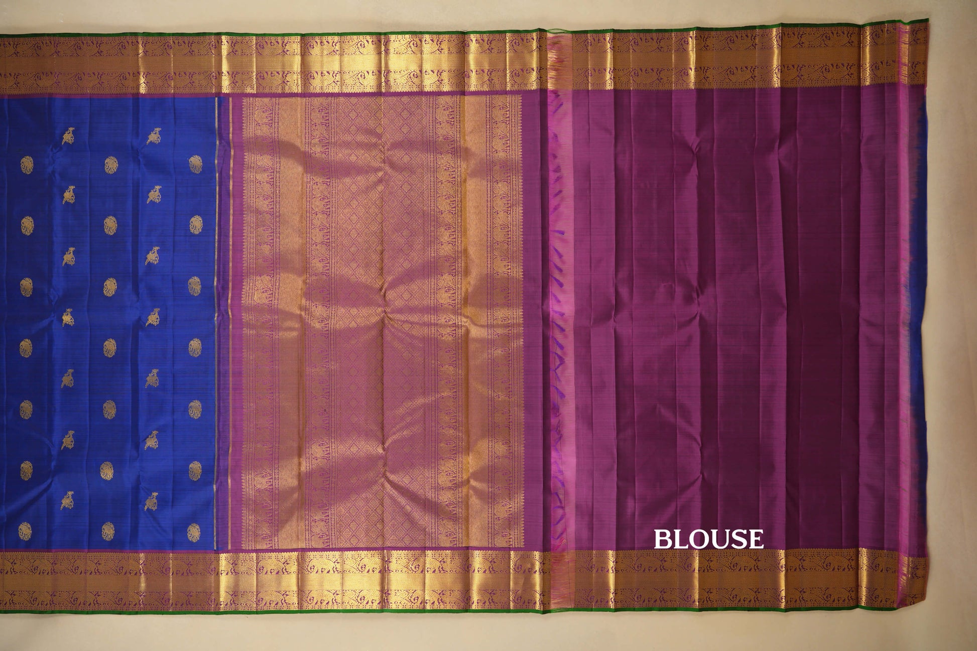 Blue Vintage Kanjivaram Silk Saree Blouse