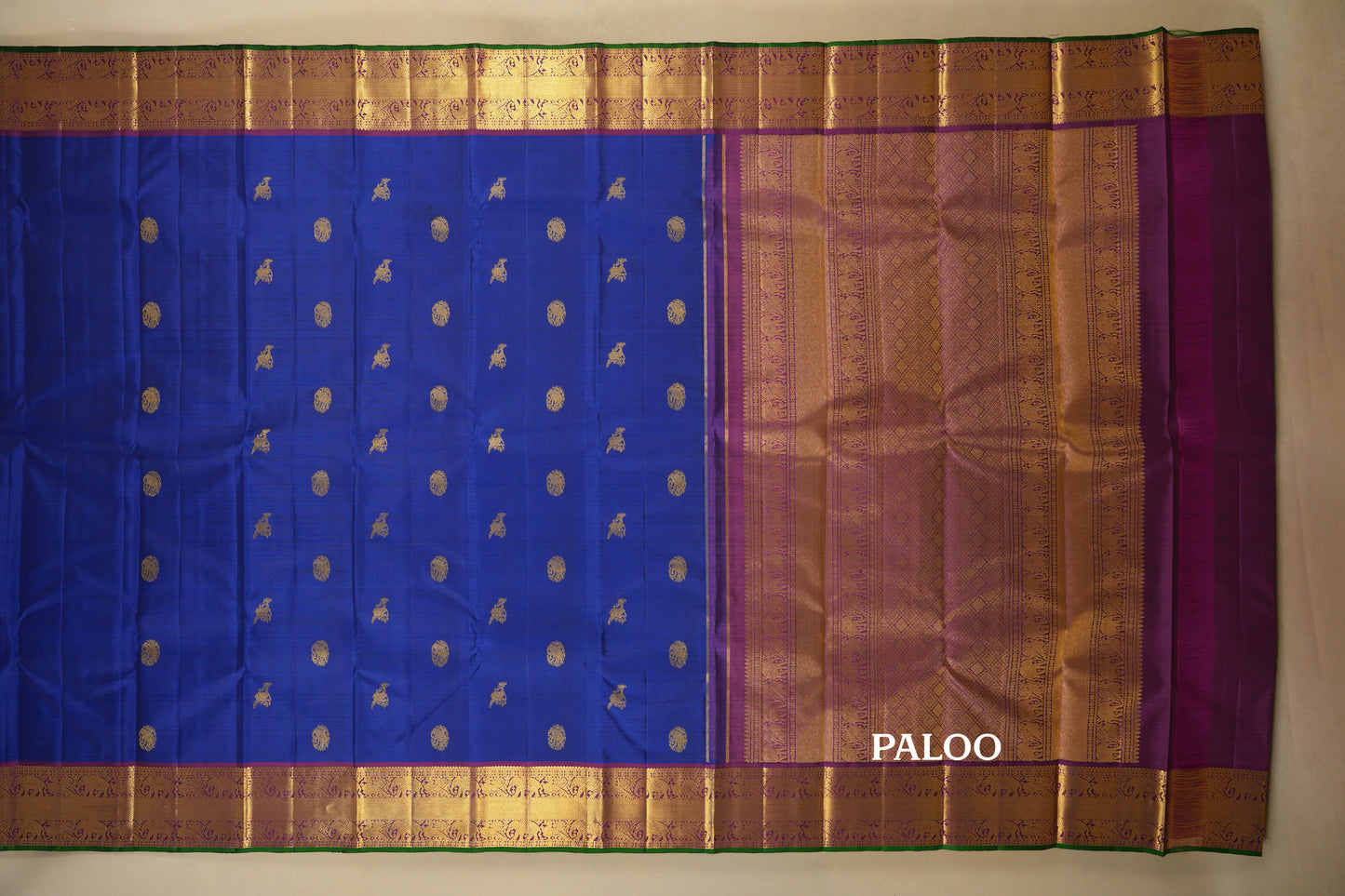 Blue Vintage Kanjivaram Silk Saree Paloo