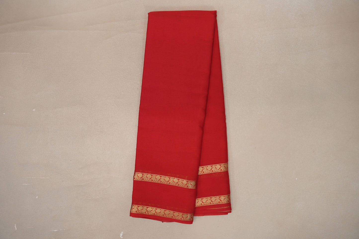 Bright Red with Self Borders Mysore Silk Saree by Shreenivas Silks PSSR019464