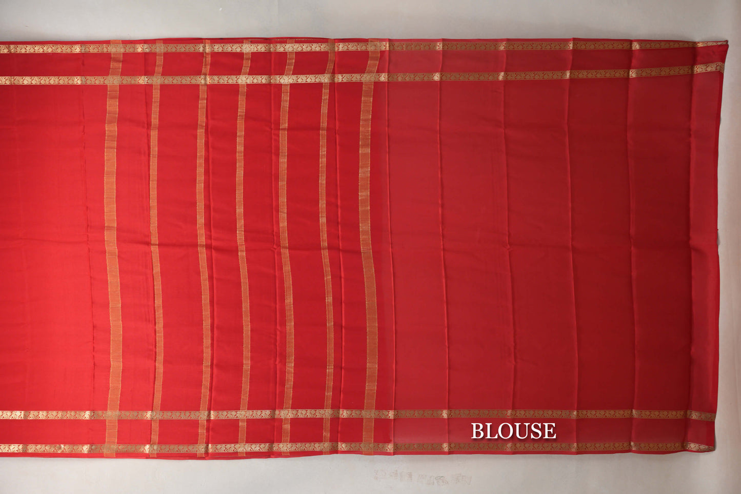 Bright Red with Self Borders Mysore Silk Saree by Shreenivas Silks PSSR019464