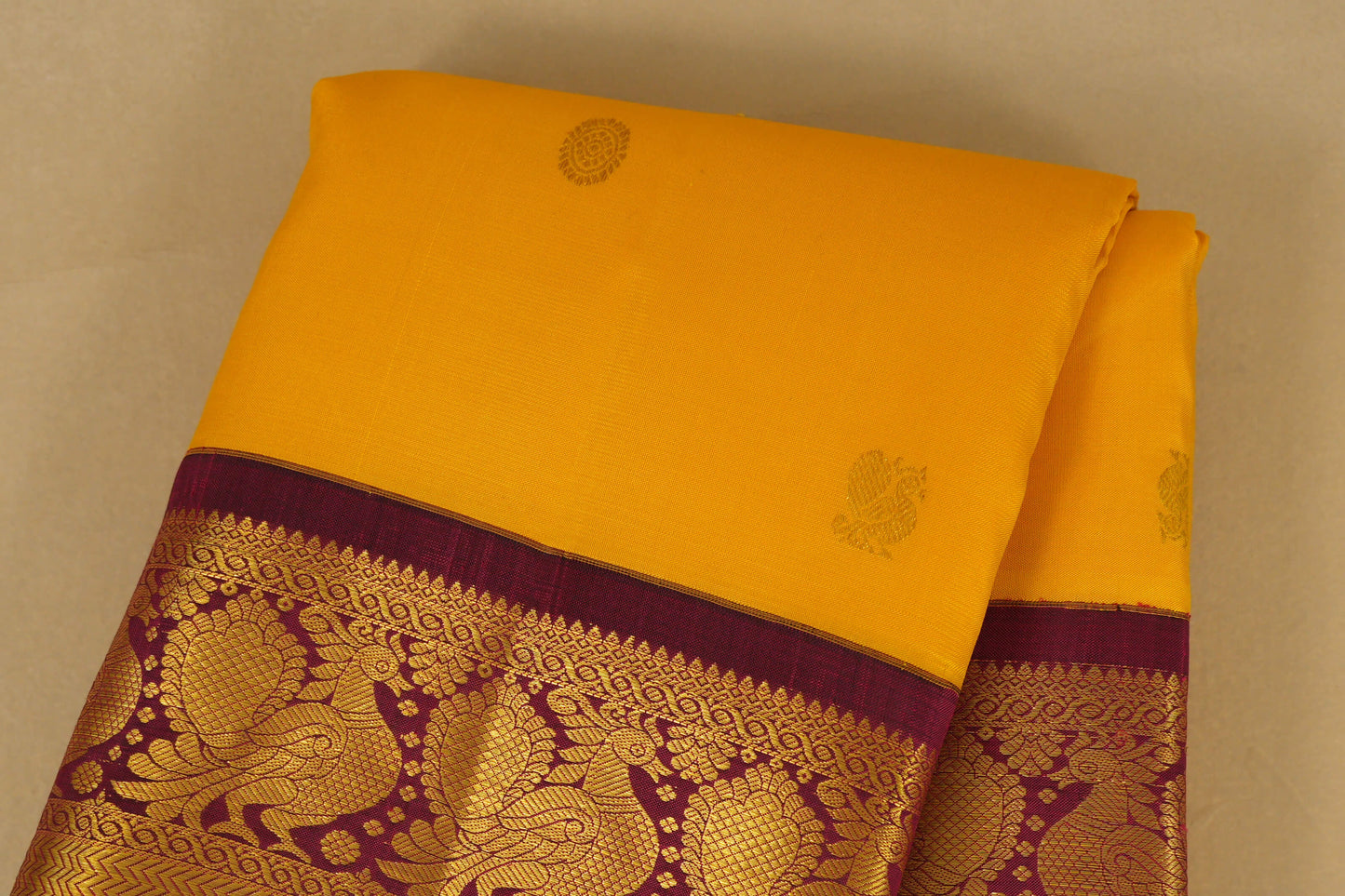 Yellow Vintage Kanjivaram Silk Saree   body zoom