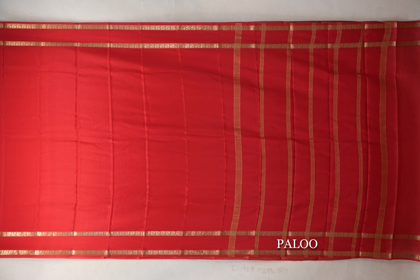 Bright Red with Self Borders Mysore Silk Saree by Shreenivas Silks PSSR019464