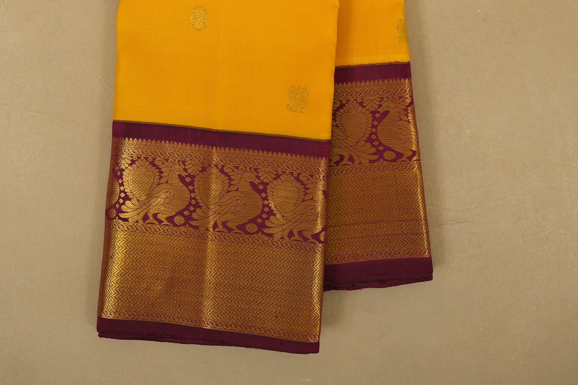 Yellow Vintage Kanjivaram Silk Saree   border zoom
