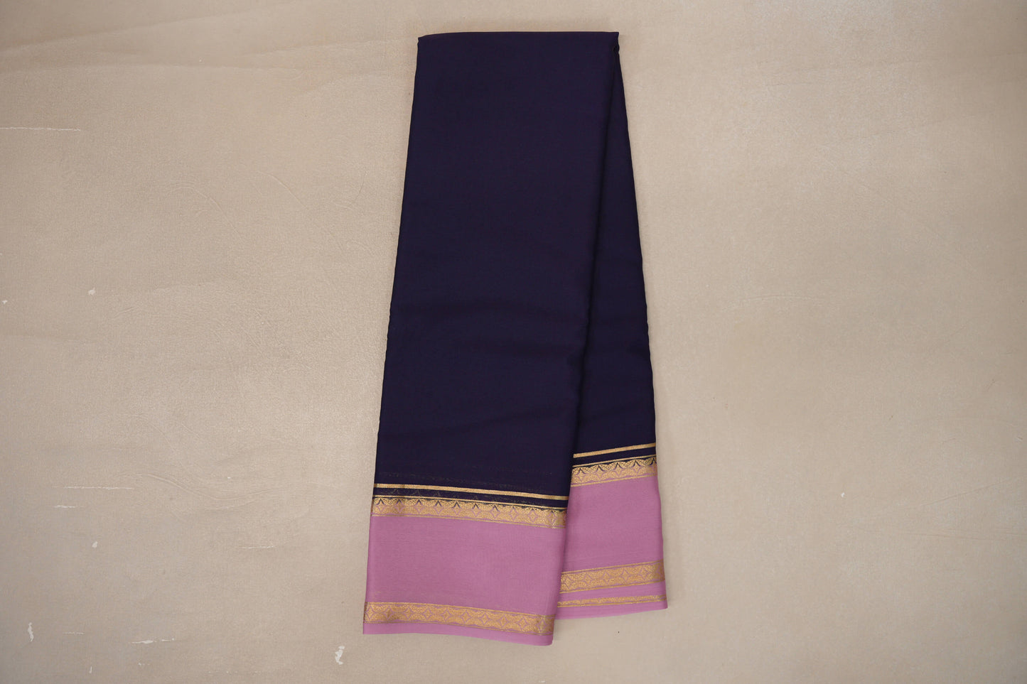 Dark Purple with Dusty Pink Borders Mysore Silk Saree by Shreenivas Silks PSSR019465