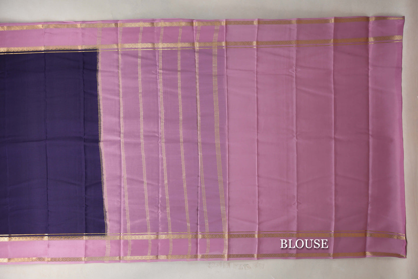 Dark Purple with Dusty Pink Borders Mysore Silk Saree by Shreenivas Silks PSSR019465