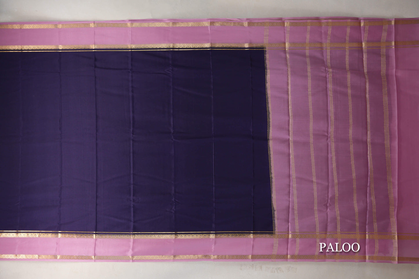 Dark Purple with Dusty Pink Borders Mysore Silk Saree by Shreenivas Silks PSSR019465