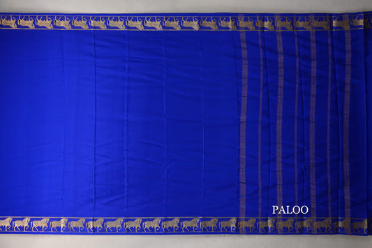 Royal Blue with Self Borders Mysore Silk Saree paloo