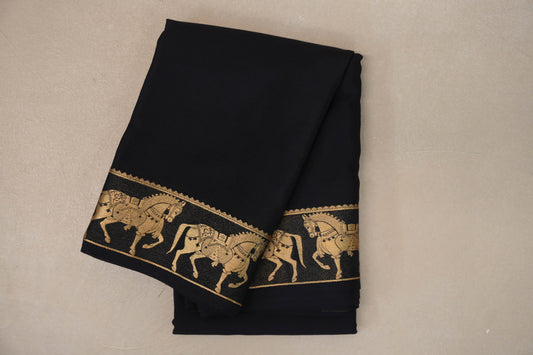 Black with Self Borders Mysore Silk Saree