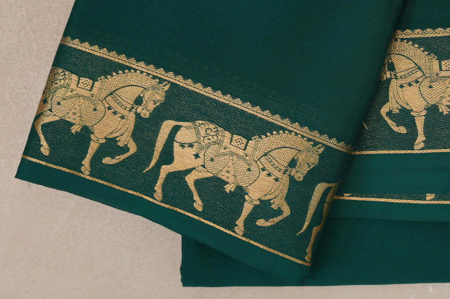 Dark Green with Self Borders Mysore Silk Saree by Shreenivas Silks PSSR019468