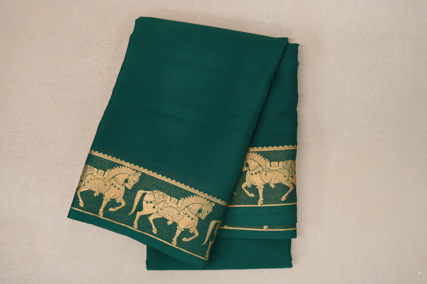 Dark Green with Self Borders Mysore Silk Saree by Shreenivas Silks PSSR019468