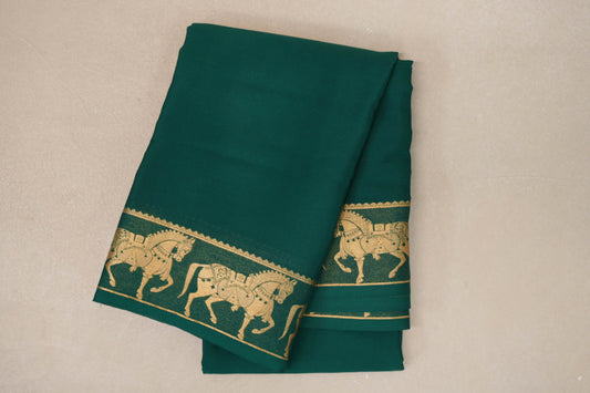 Dark Green with Self Borders Mysore Silk Saree