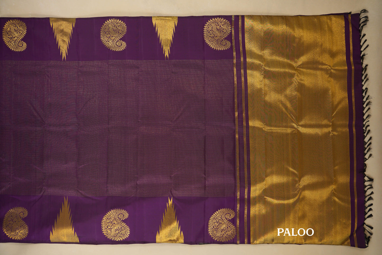 Purple Vintage Kanjivaram Silk Saree Paloo