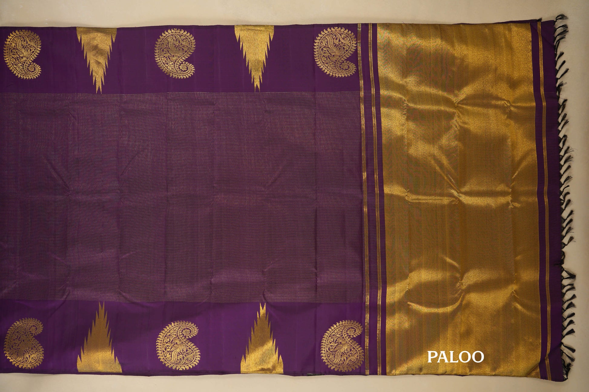 Purple Vintage Kanjivaram Silk Saree Paloo