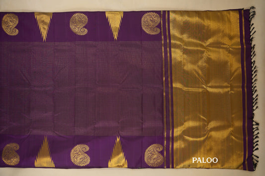 Purple Vintage Kanjivaram Silk Saree Paloo