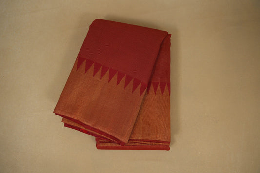 Folded Maroon Vintage Kanjivaram Silk Saree 