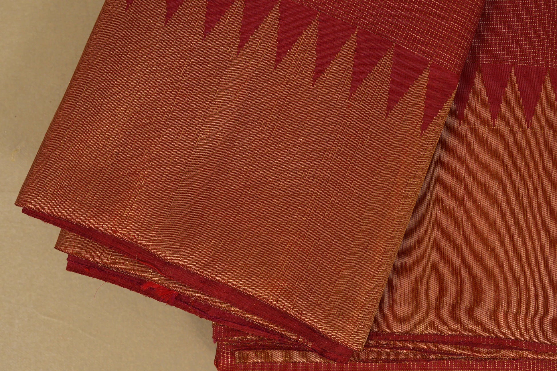 Maroon Vintage Kanjivaram Silk Saree border zoom