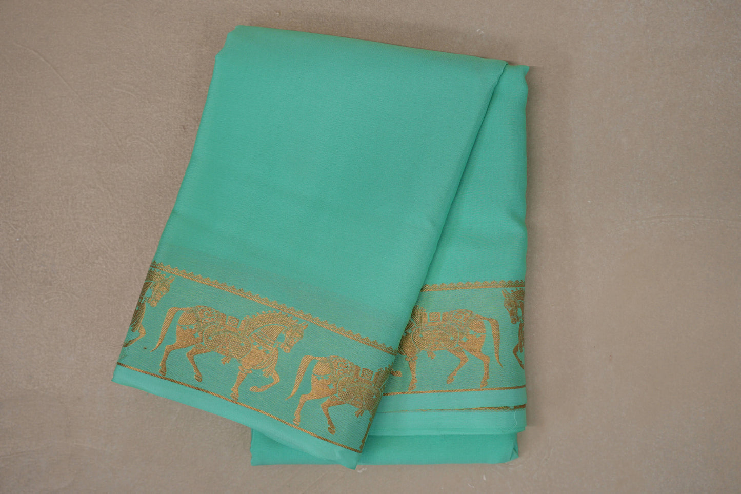 Pastel Mint Green with Self Borders Mysore Silk Saree by Shreenivas Silks PSSR019469