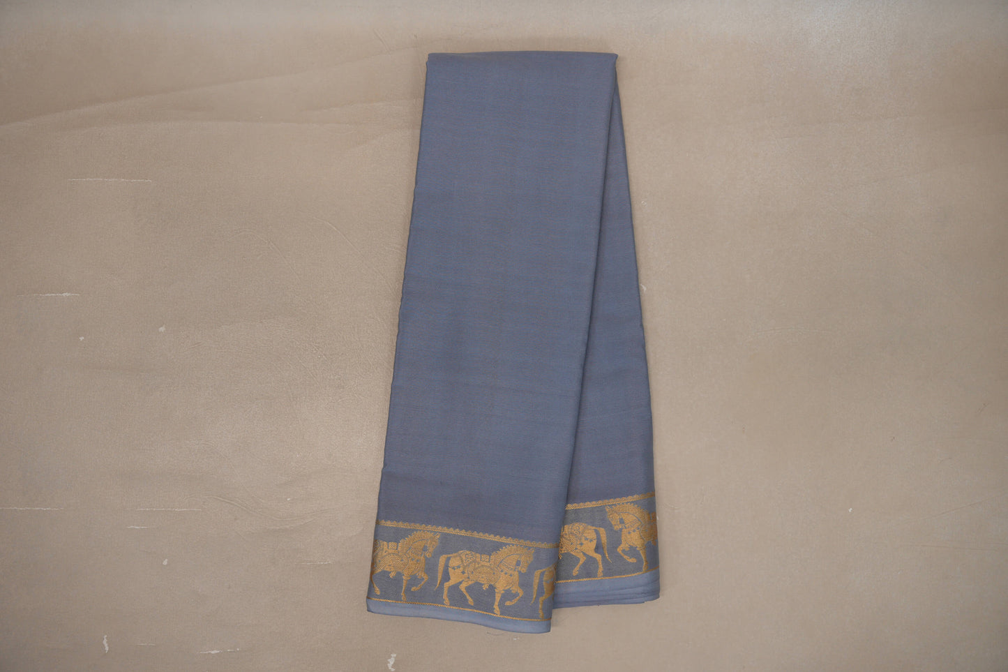 Bluish Grey with Self Borders Mysore Silk Saree by Shreenivas Silks PSSR019470