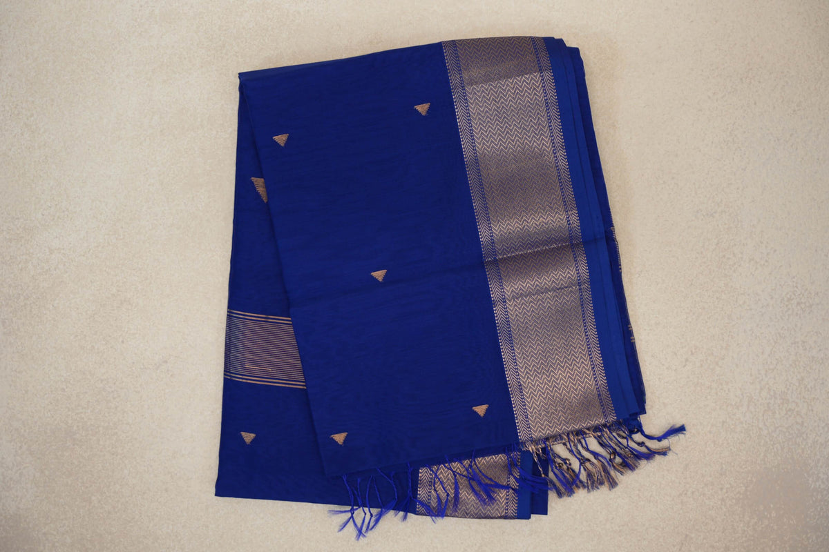 Deep Royal Blue Maheshwari Silk Cotton Saree by Shreenivas Silks PSSR0110584