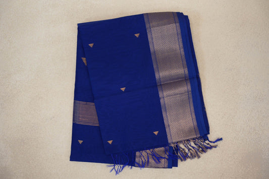 Deep Royal Blue Maheshwari Silk Cotton Saree by Shreenivas Silks PSSR0110584