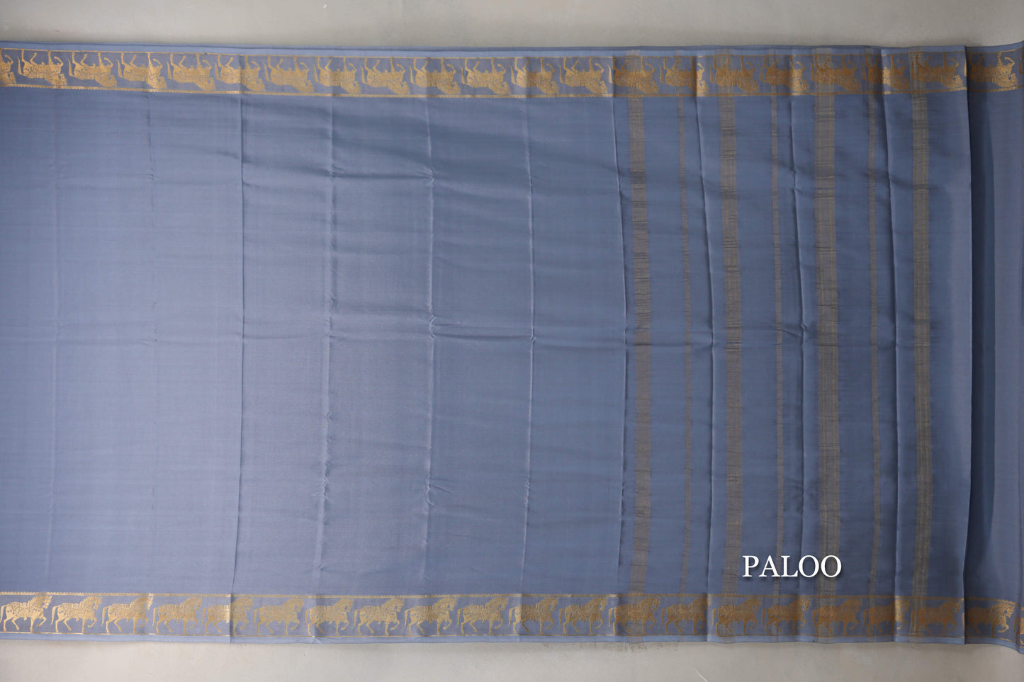 Bluish Grey with Self Borders Mysore Silk Saree by Shreenivas Silks PSSR019470