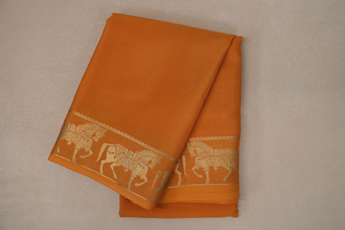 Mango Orange with Self Borders Mysore Silk Saree by Shreenivas Silks PSSR019471