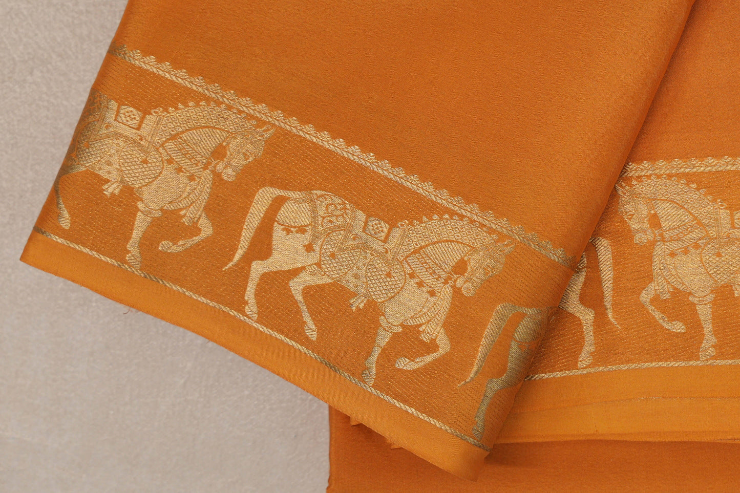 Mango Orange with Self Borders Mysore Silk Saree by Shreenivas Silks PSSR019471