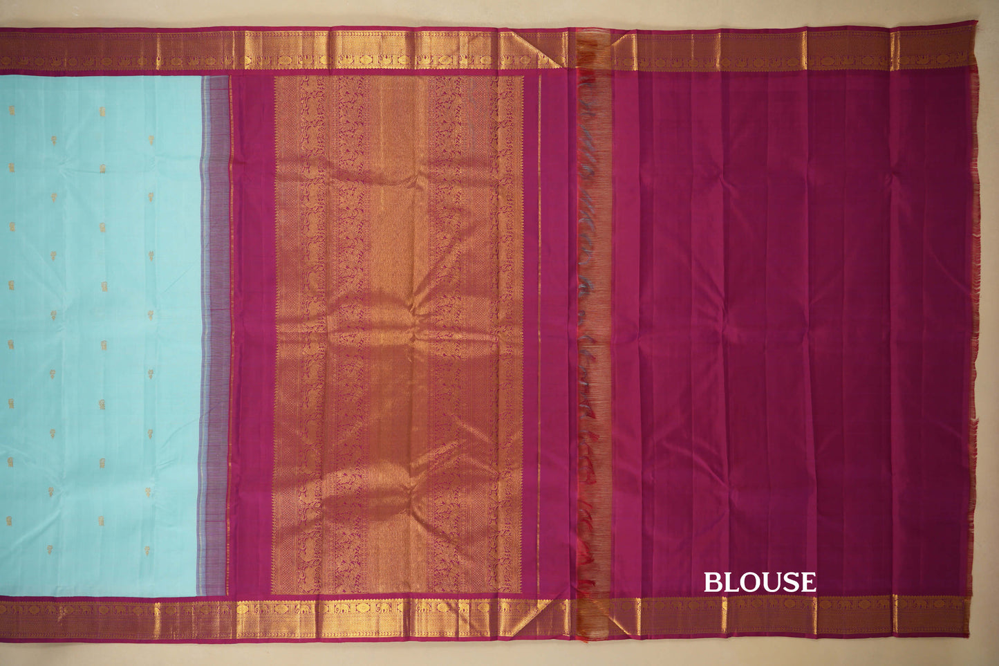 Sky Blue Vintage Kanjivaram Silk Saree Blouse