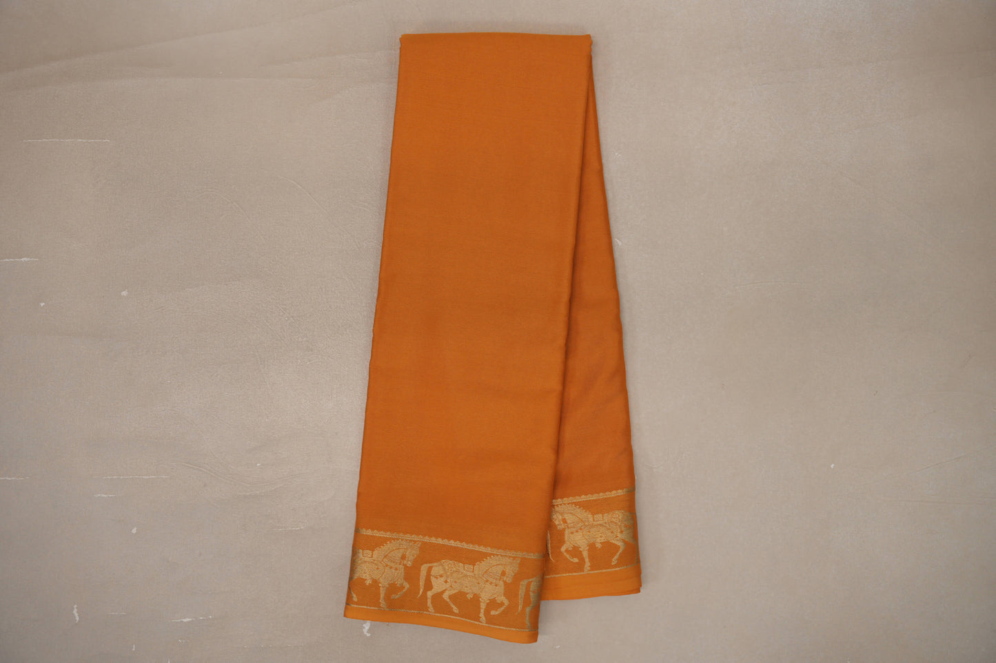 Mango Orange with Self Borders Mysore Silk Saree by Shreenivas Silks PSSR019471