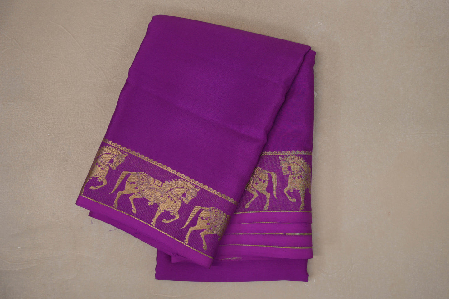 Magenta Purple with Self Borders Mysore Silk Saree by Shreenivas Silks PSSR019472