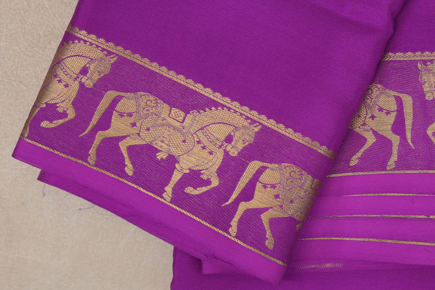 Magenta Purple with Self Borders Mysore Silk Saree by Shreenivas Silks PSSR019472