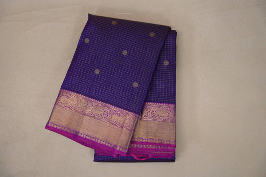 Indigo violet Vintage Heirloom Kanjivaram Silk Saree by Shreenivas Silks PSSR019473