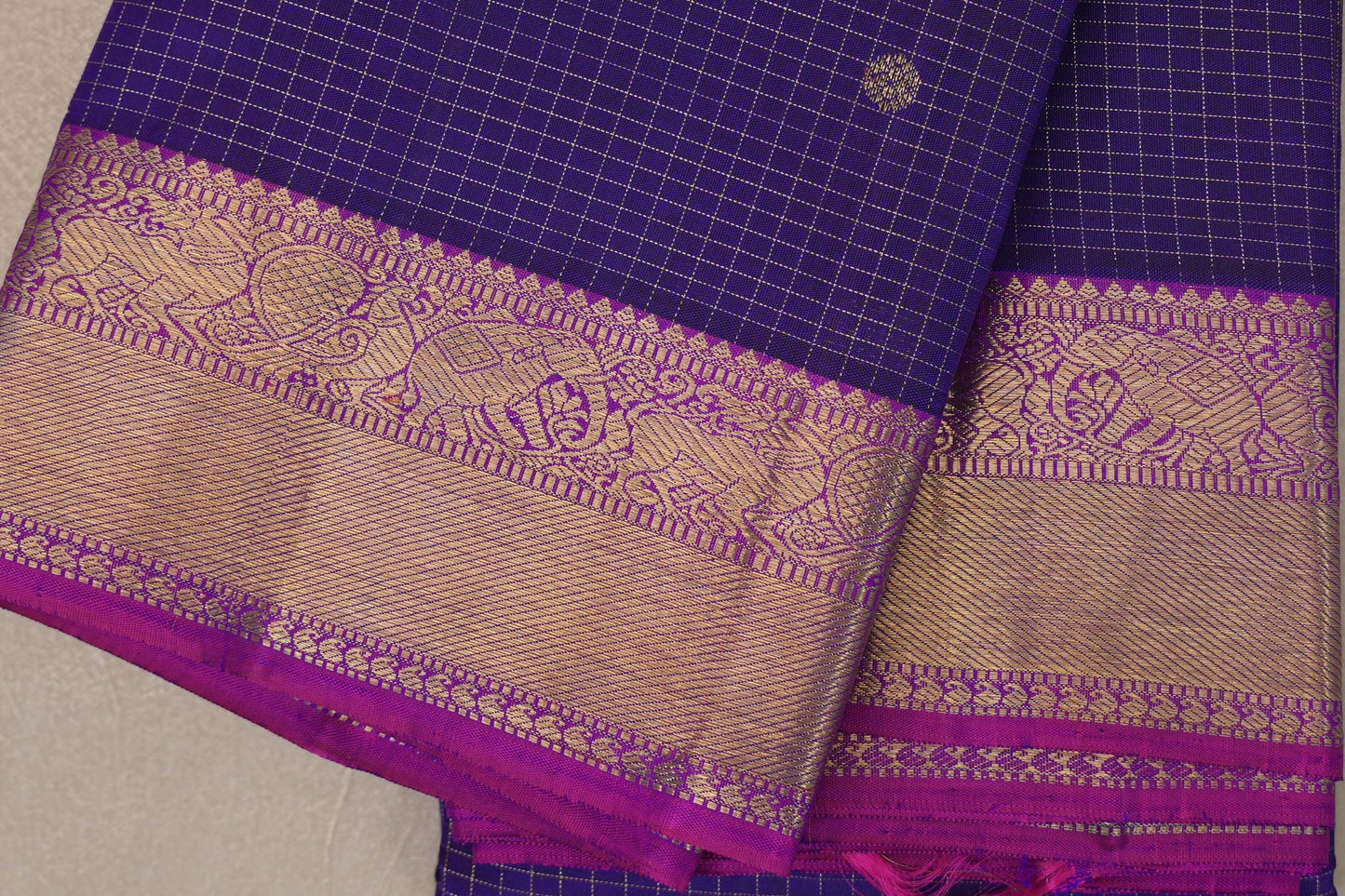 Indigo violet Vintage Heirloom Kanjivaram Silk Saree by Shreenivas Silks PSSR019473