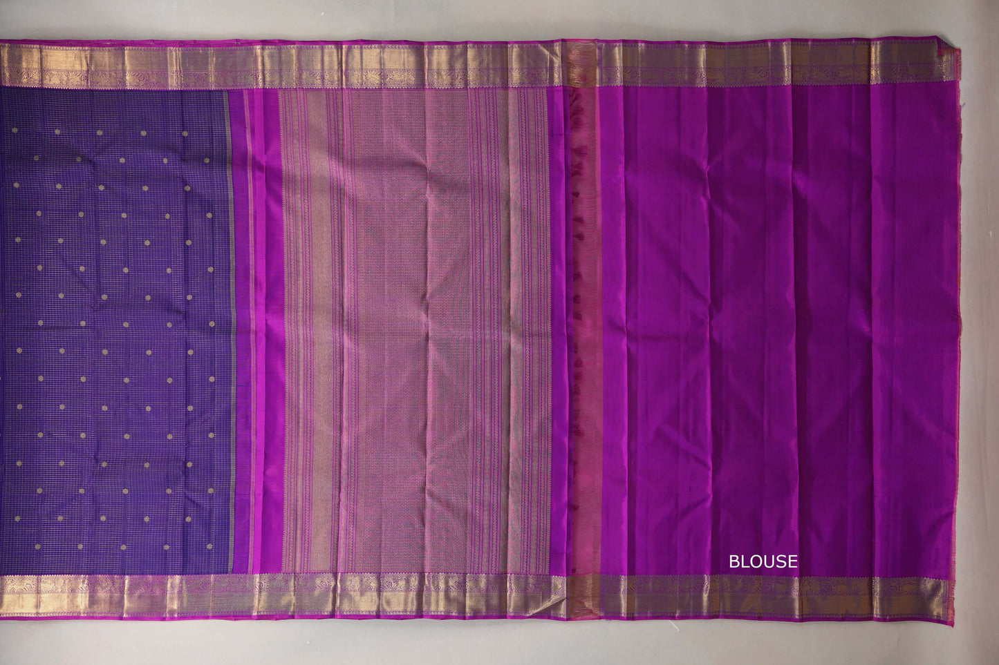 Indigo violet Vintage Heirloom Kanjivaram Silk Saree by Shreenivas Silks PSSR019473