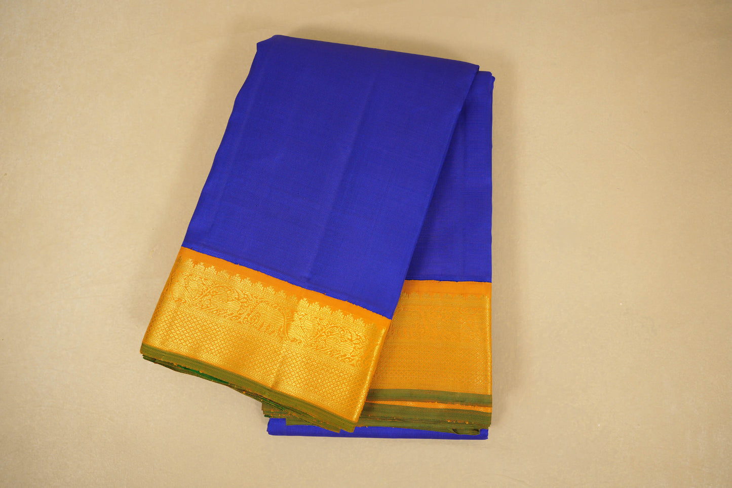 Folded Ink Blue Vintage Kanjivaram Silk Saree