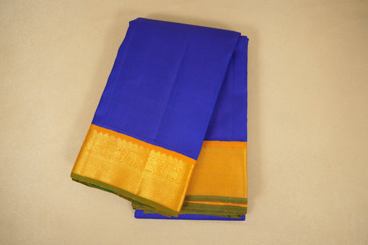 Folded Ink Blue Vintage Kanjivaram Silk Saree