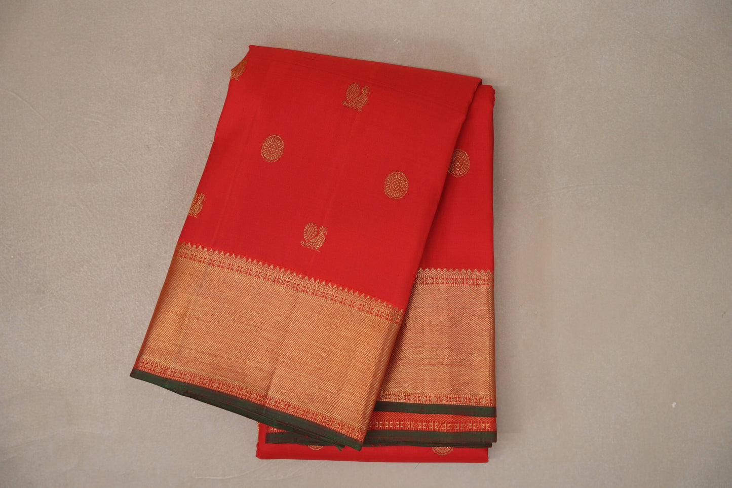 Bright Orangish Red Vintage Heirloom Kanjivaram Silk Saree by Shreenivas Silks PSSR019476