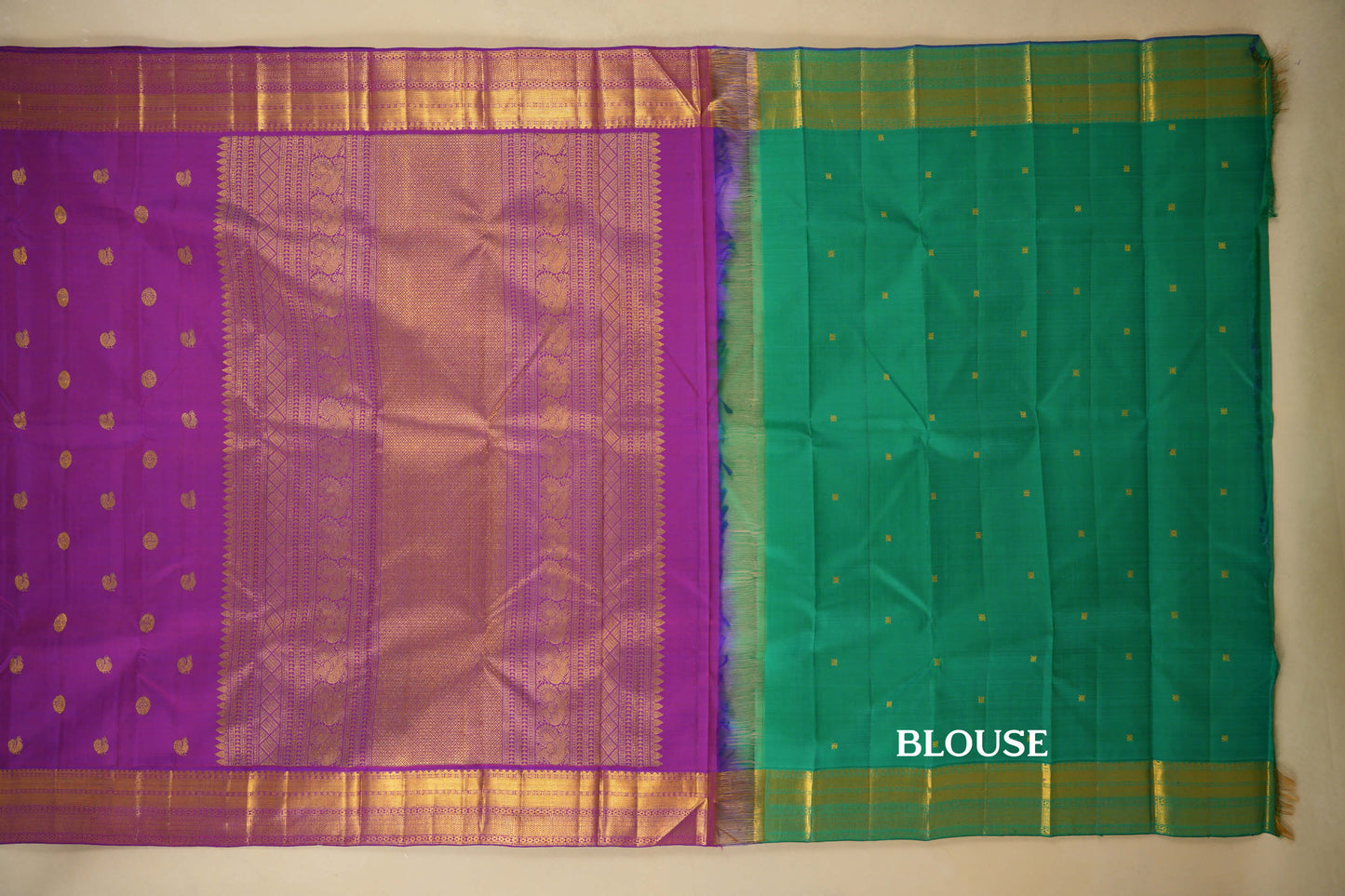 Purple Vintage Kanjivaram Silk Saree  blouse