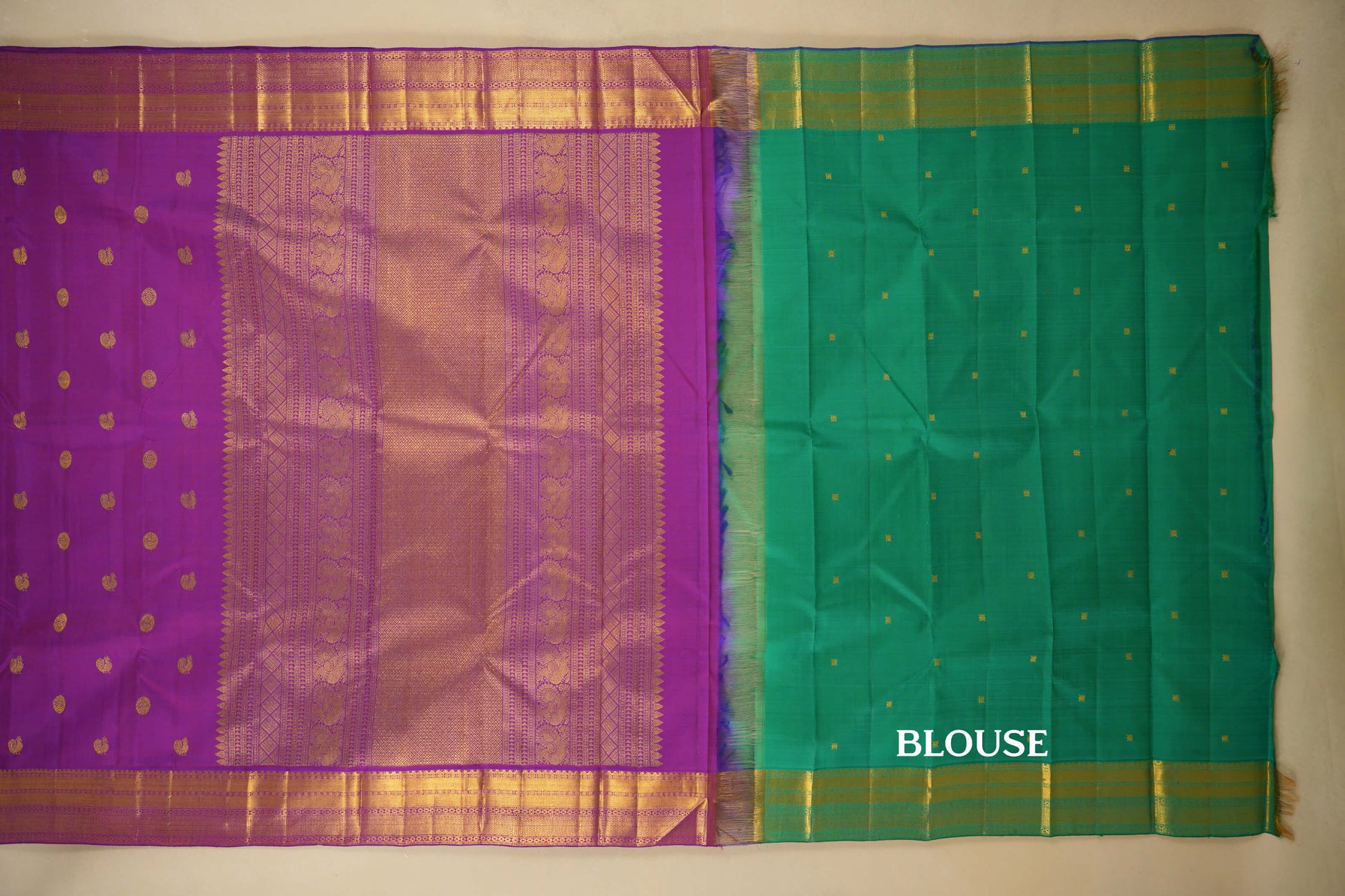 Purple Vintage Kanjivaram Silk Saree  blouse