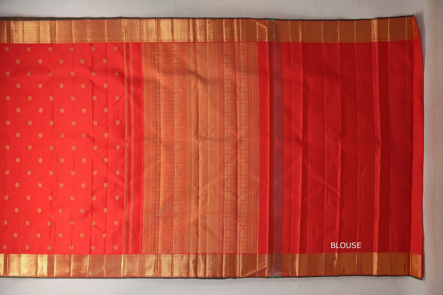 Bright Orangish Red Vintage Heirloom Kanjivaram Silk Saree by Shreenivas Silks PSSR019476