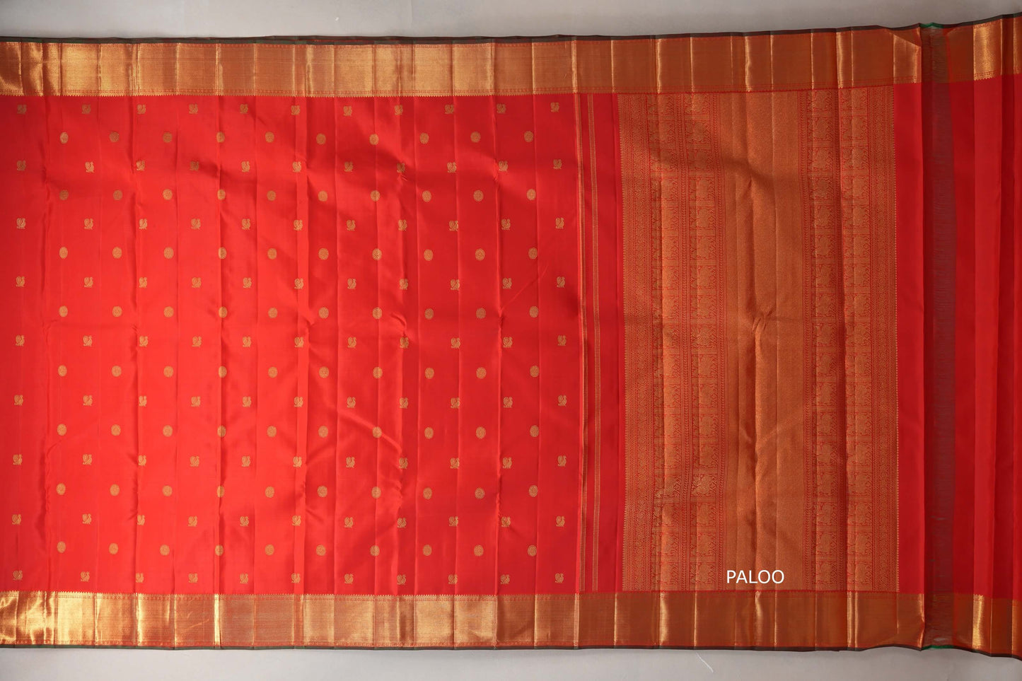 Bright Orangish Red Vintage Heirloom Kanjivaram Silk Saree by Shreenivas Silks PSSR019476