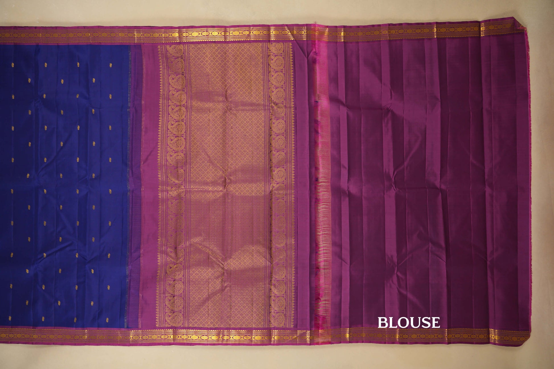 Navy Blue Vintage Kanjivaram Silk Saree blouse